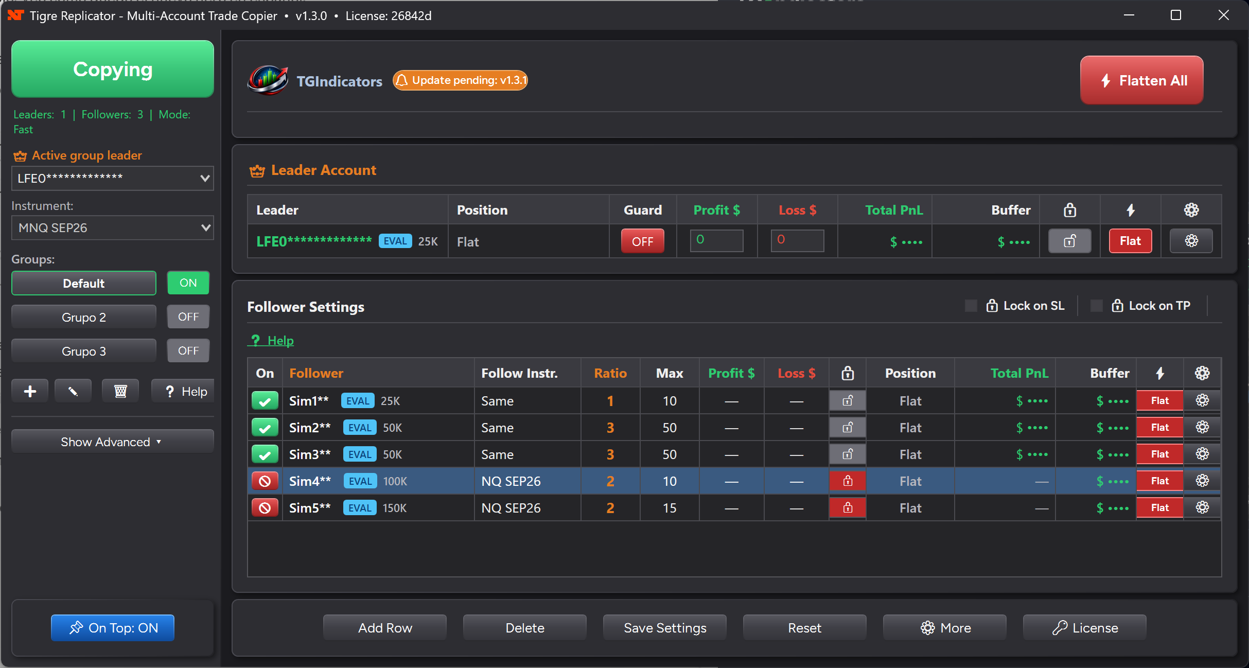TGReplicator funcionando en NinjaTrader 8