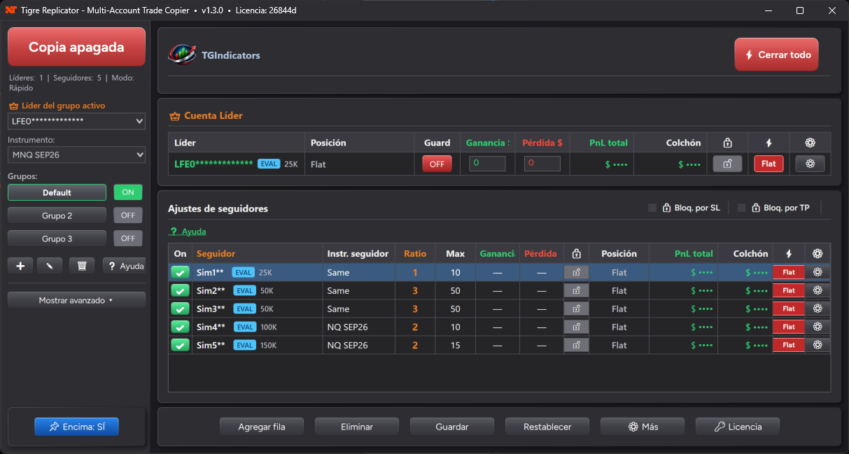 TGReplicator running in NinjaTrader 8