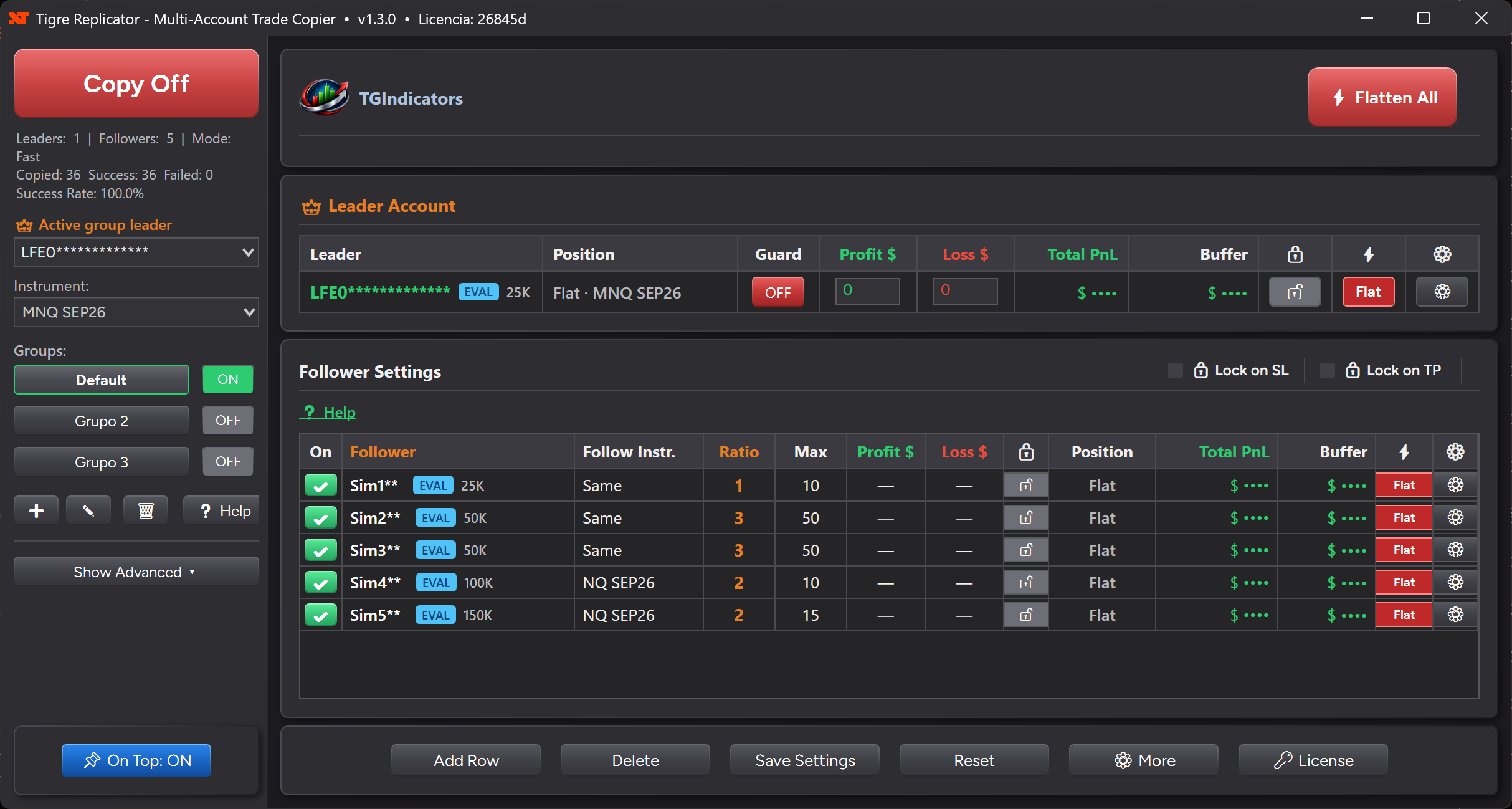 TGReplicator running in NinjaTrader 8